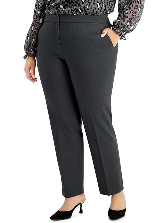 Bar III Pants - Bar III Womens Plus Elastic-Waist Suit-Separates Pants Gray Size 24W